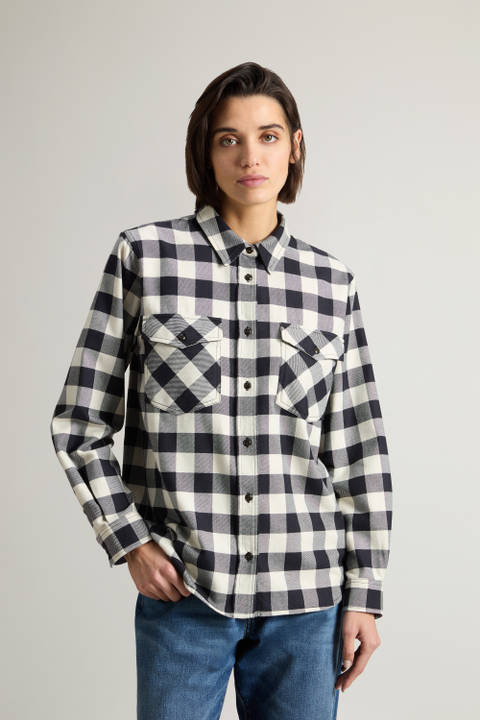 Flannel Shirt with Buffalo Check Pattern Blue | Woolrich