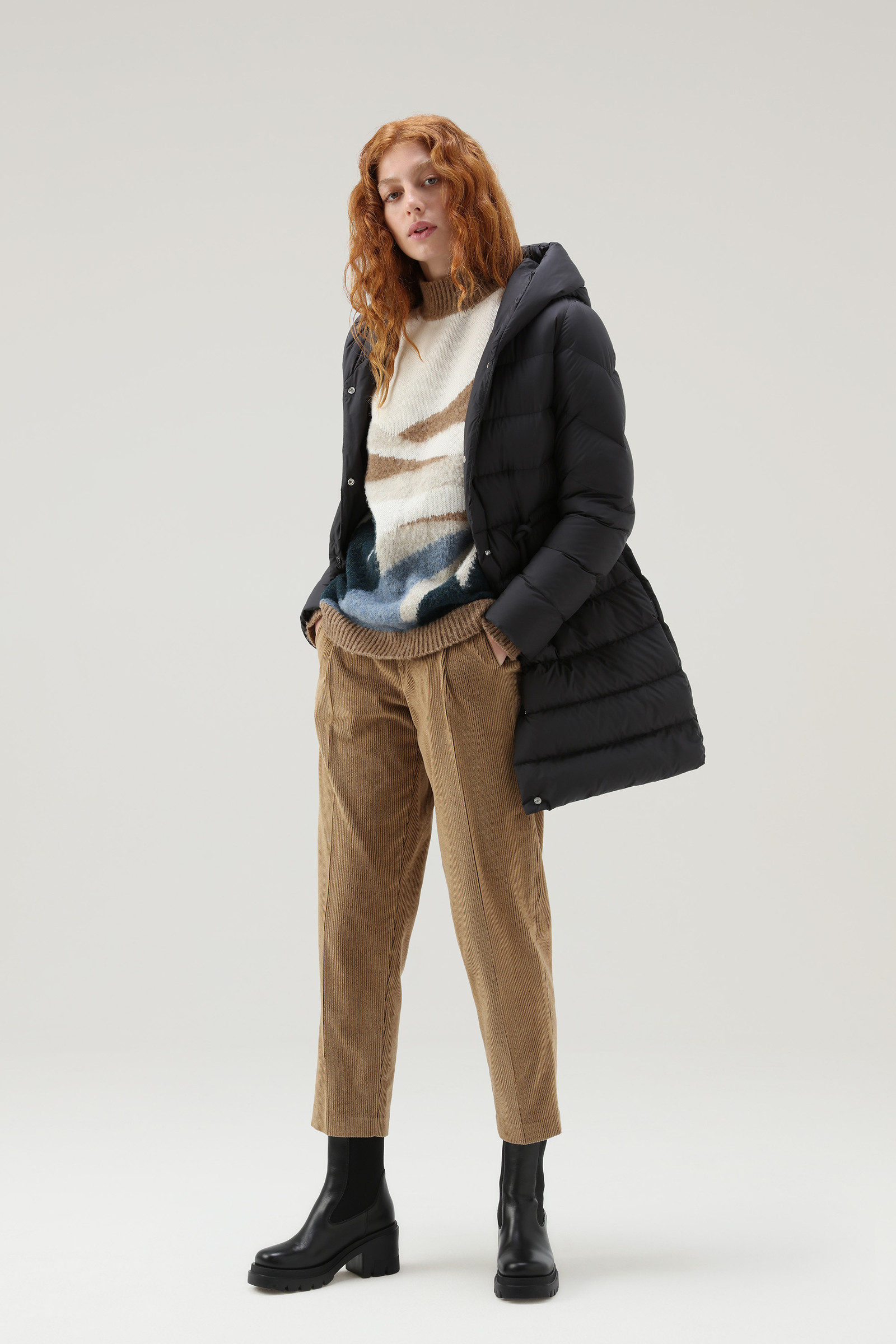 Ellis Long Microfiber Down Jacket Black photo 2 | Woolrich