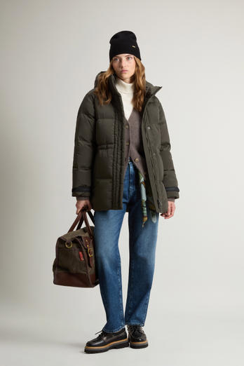 Daunenjacke Alsea aus Stretchnylon mit abnehmbarer Kapuze Grün photo 1 | Woolrich