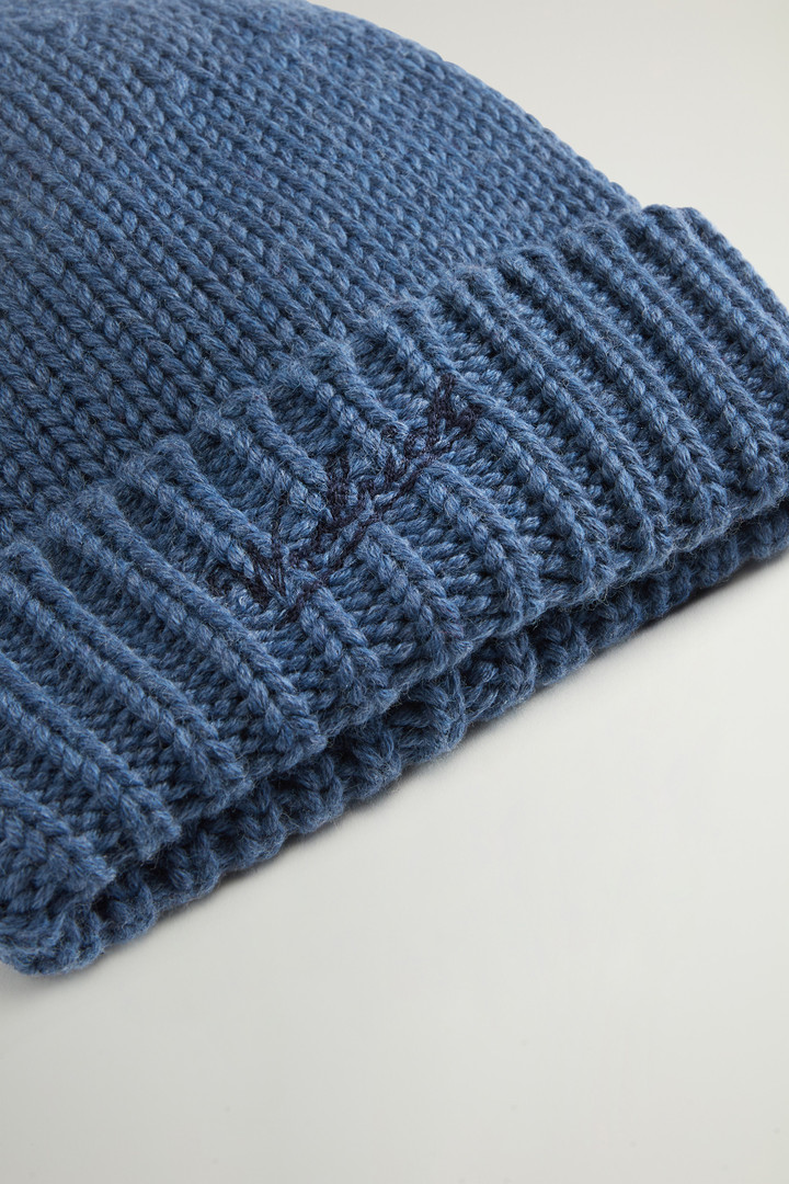 Beanie aus reiner Schurwolle für Jungen mit aufgesticktem Logo Blau photo 3 | Woolrich