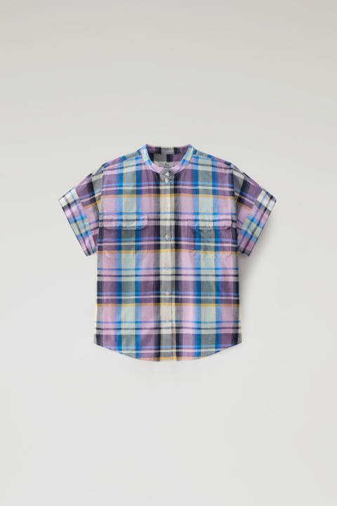 Appalachian Trail Short-Sleeved Check Blouse in Pure Cotton Blue photo 2 | Woolrich