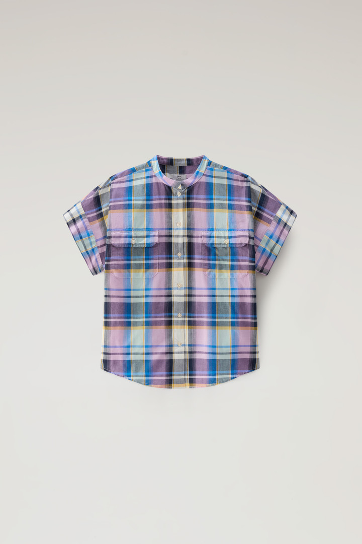 Appalachian Trail Short-Sleeved Check Blouse in Pure Cotton Blue photo 5 | Woolrich