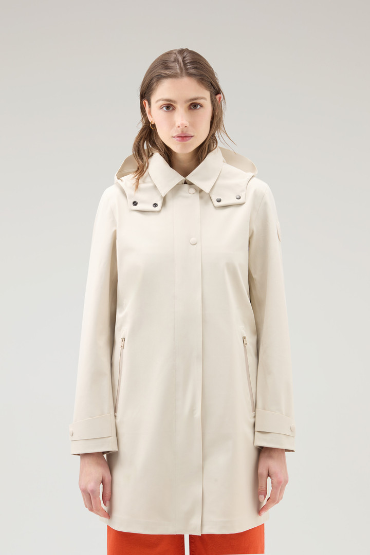 High Tech Nylon Trench Coat with Detachable Hood Beige photo 1 | Woolrich