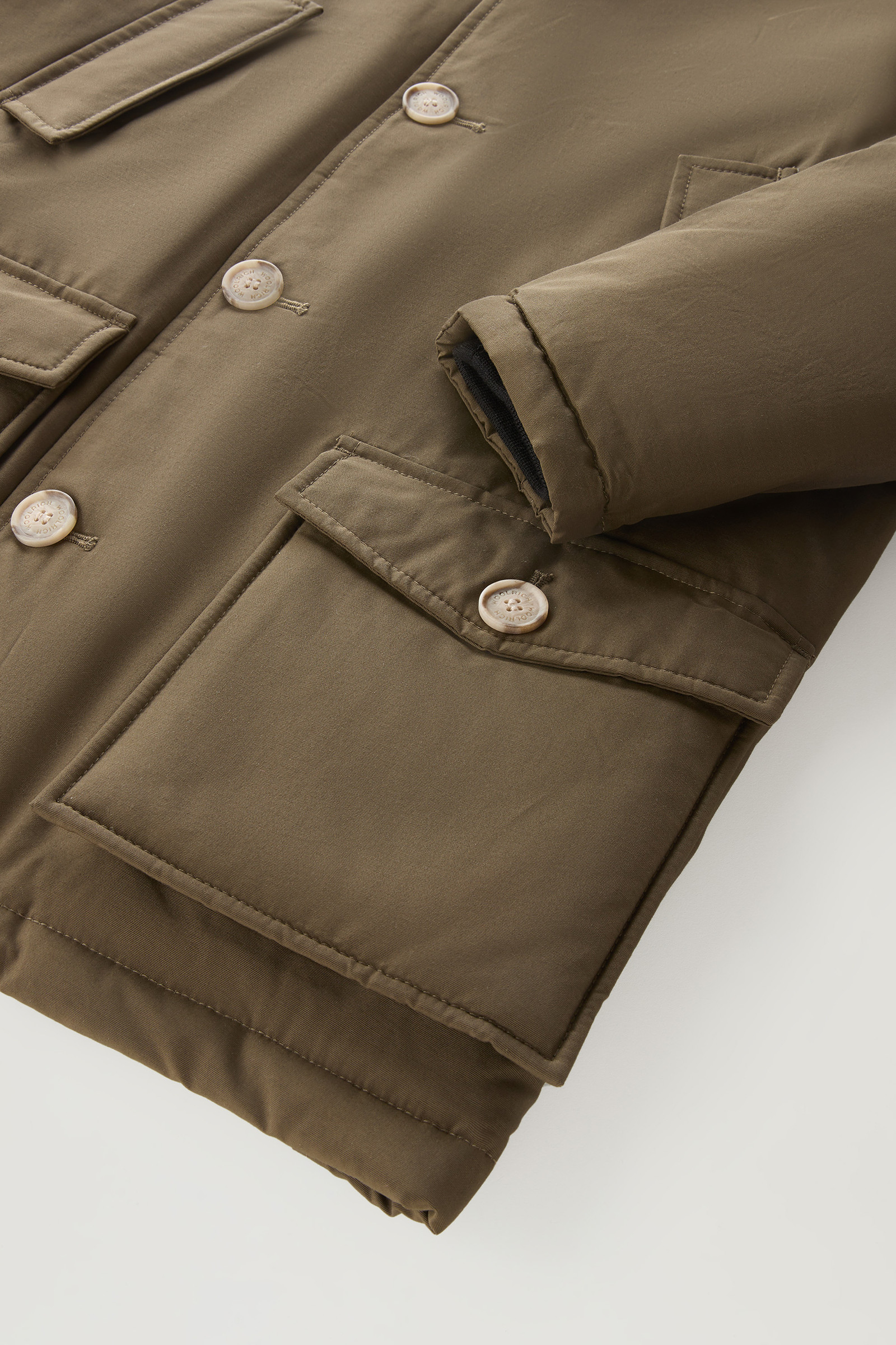 Boy's Arctic Parka in Ramar Cloth with Detachable Fur Green photo 6 | Woolrich