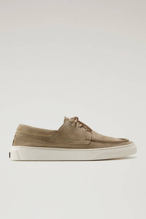 Boat Shoes in Suede Leather Beige | Woolrich
