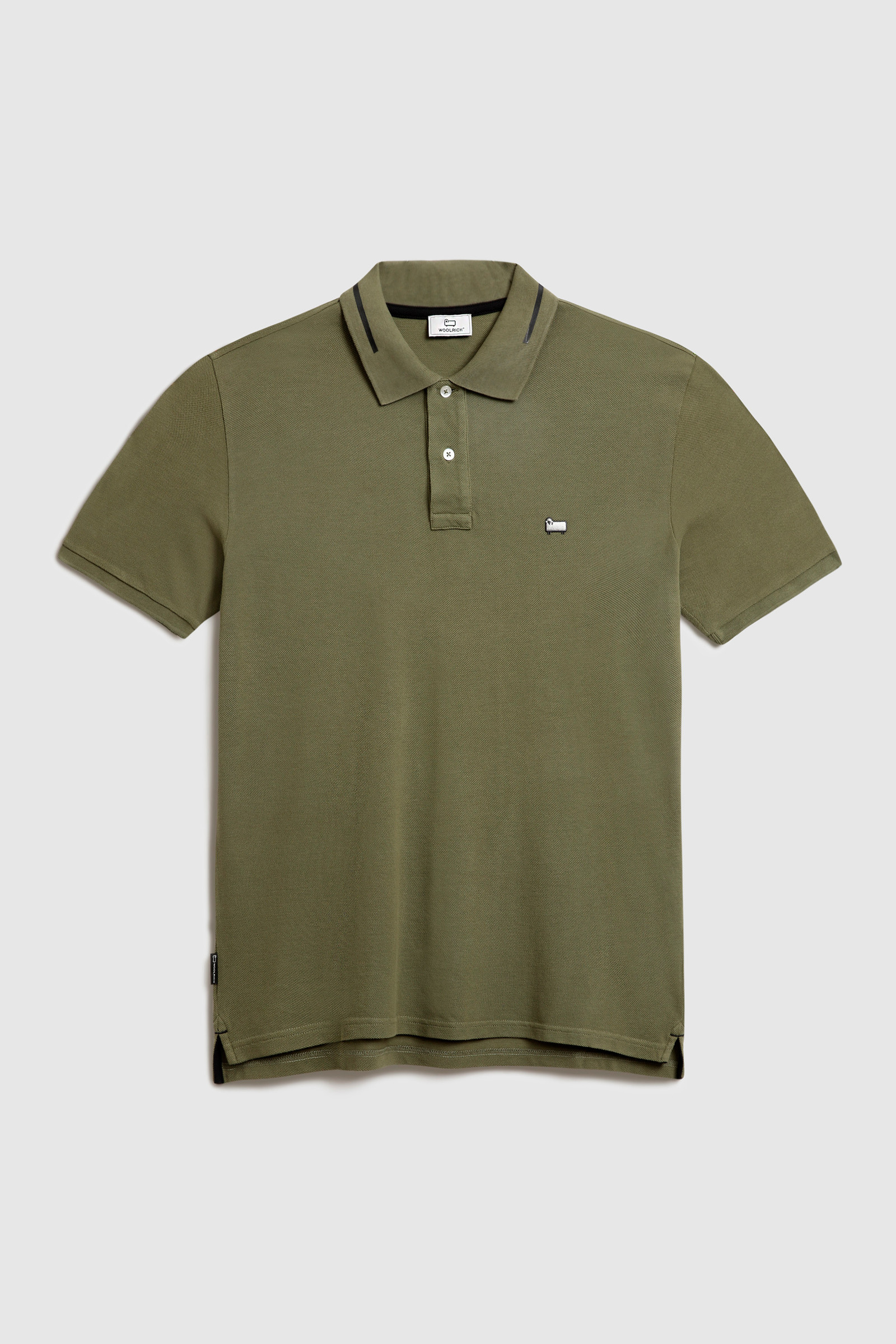 Polo in puro cotone con logo vintage sul colletto verde photo 4 | Woolrich