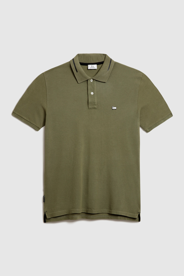 Polo in puro cotone con logo vintage sul colletto verde photo 4 | Woolrich
