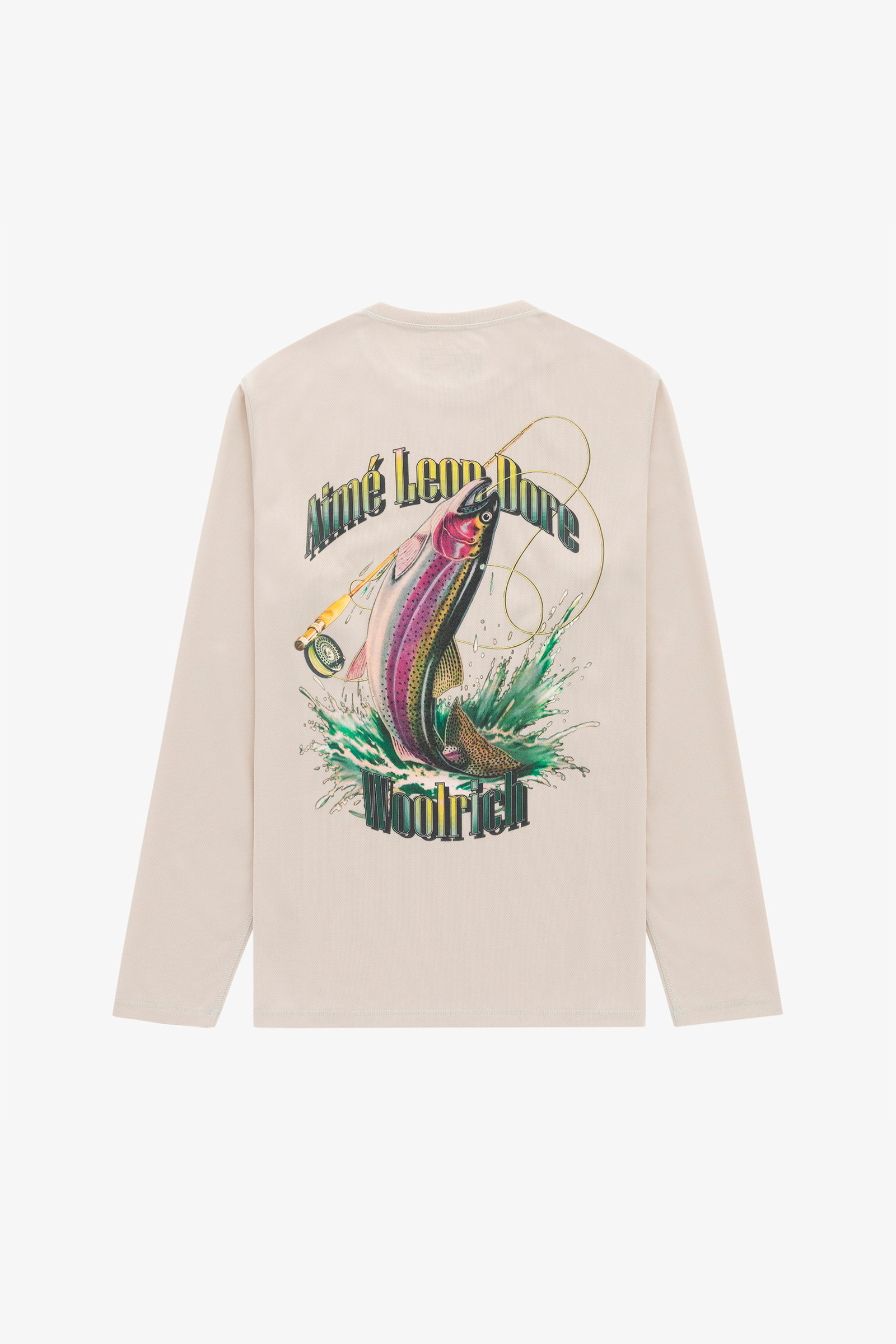 Long Sleeve Performance Trout Tee with Front and Back Print - Aimé Leon  Dore / Woolrich - Men - Grey