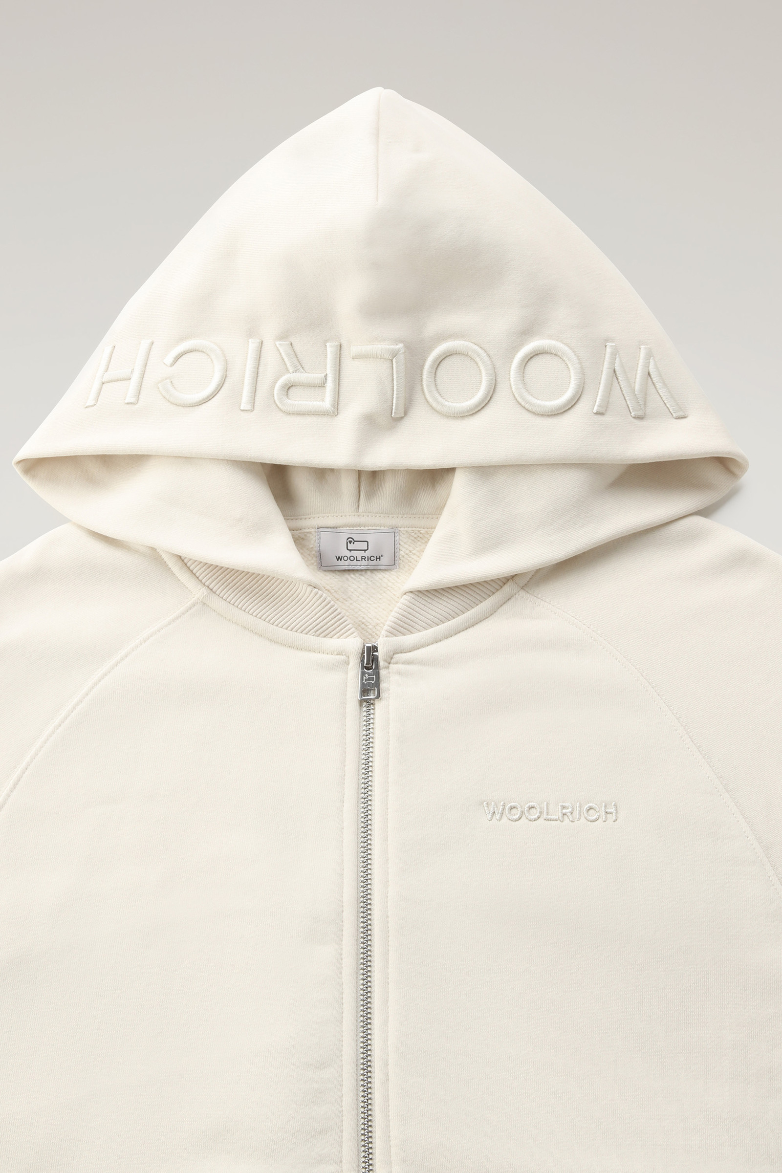 Fleecehoodie met volledige ritssluiting en logo wit photo 6 | Woolrich
