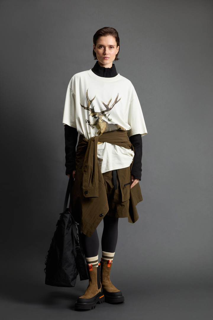 T-Shirt aus reiner Baumwolle mit Print by Todd Snyder Weiß photo 4 | Woolrich