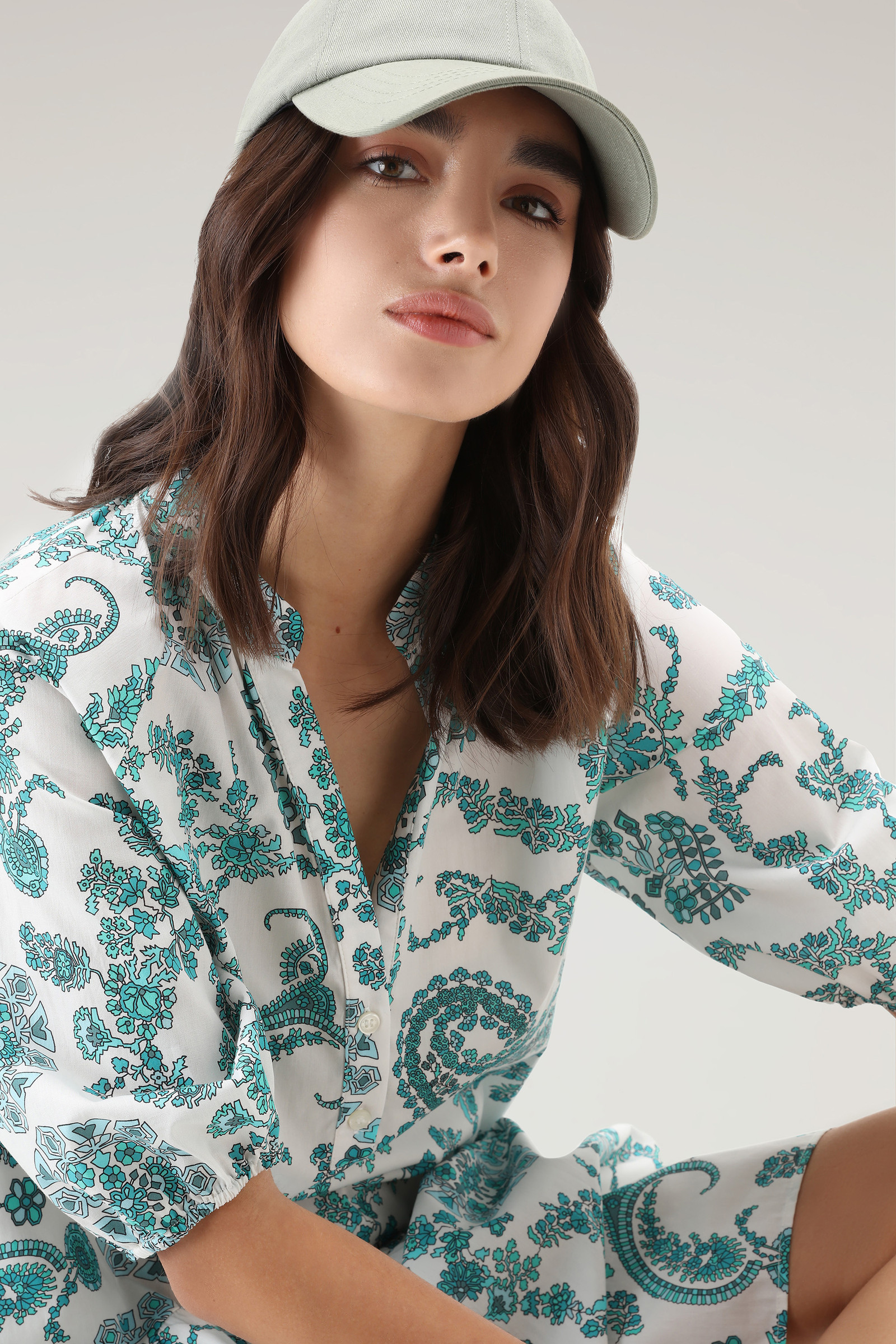 Robe à volants en popeline de pur coton bleu photo 4 | Woolrich