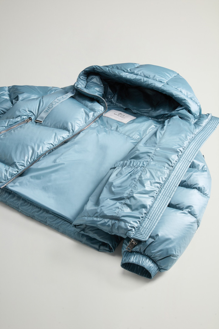 Aliquippa Short Down Jacket in Glossy Nylon Blue photo 9 | Woolrich