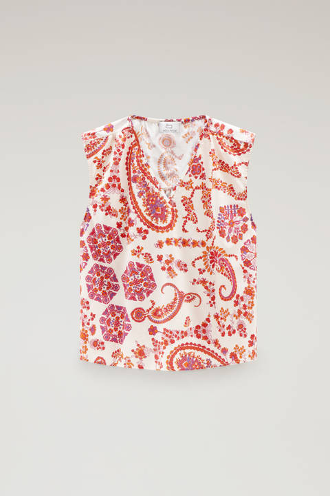 Sleeveless Blouse in Pure Cotton Poplin Red photo 2 | Woolrich