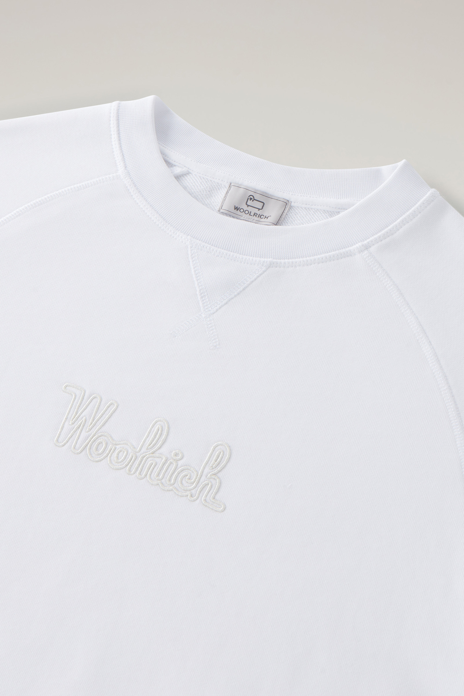 Sweat-shirt en pur coton avec manches trois-quarts blanc photo 6 | Woolrich