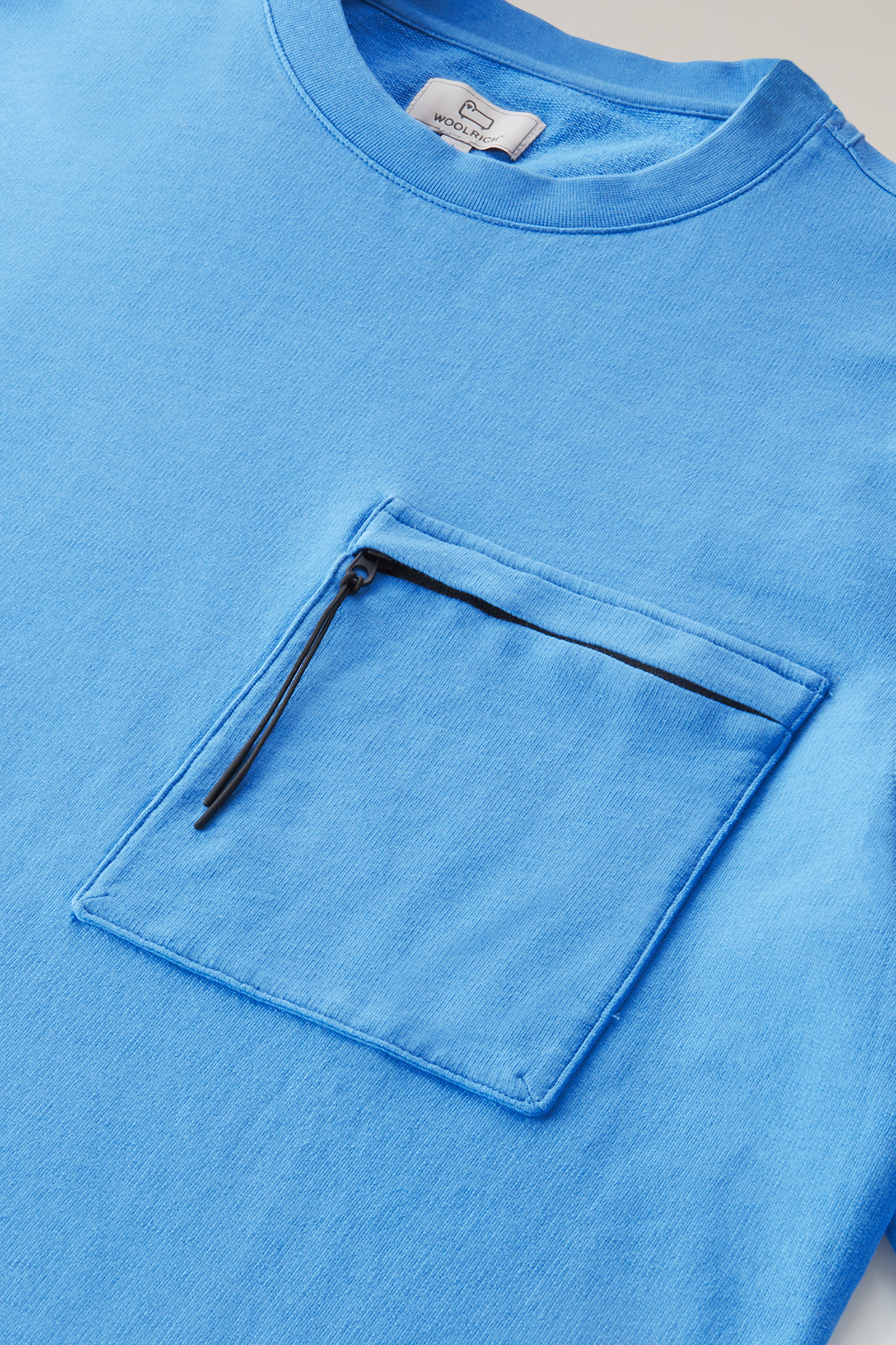 Rundhalspullover mit Reißverschlusstasche aus reinem Baumwollfleece blau photo 8 | Woolrich