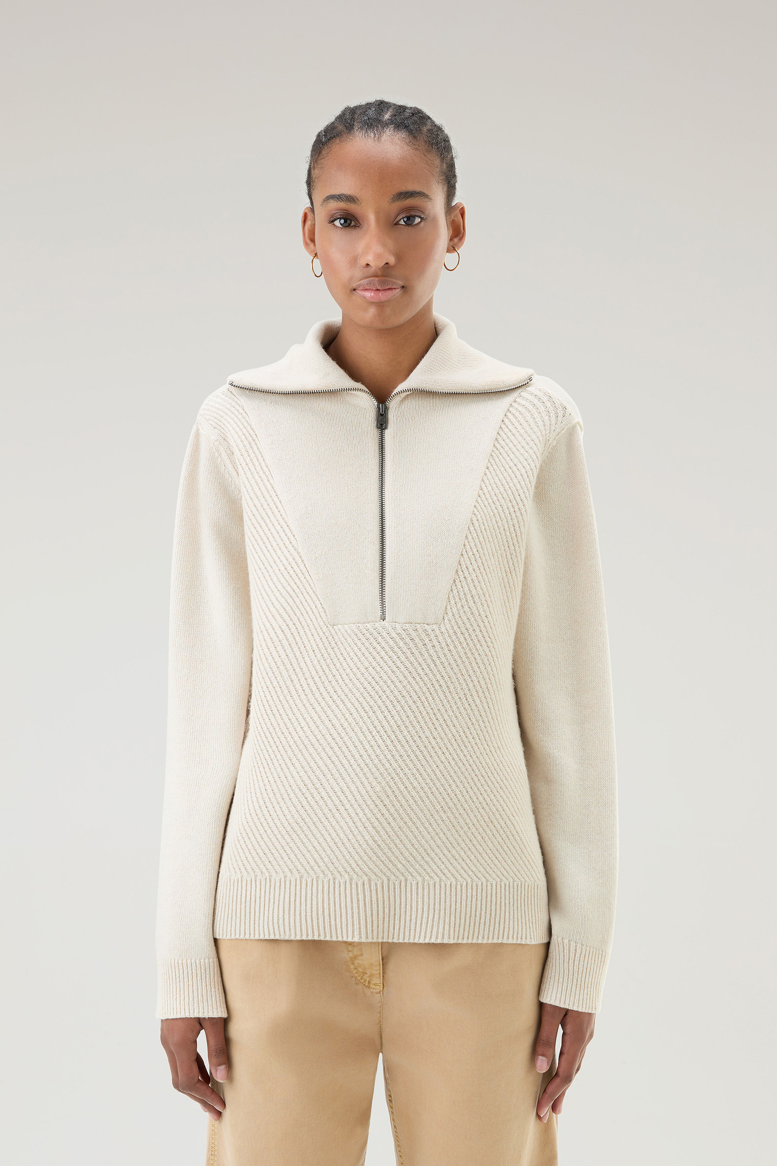 Half-Zip Sweater in Wool Blend White | Woolrich USA
