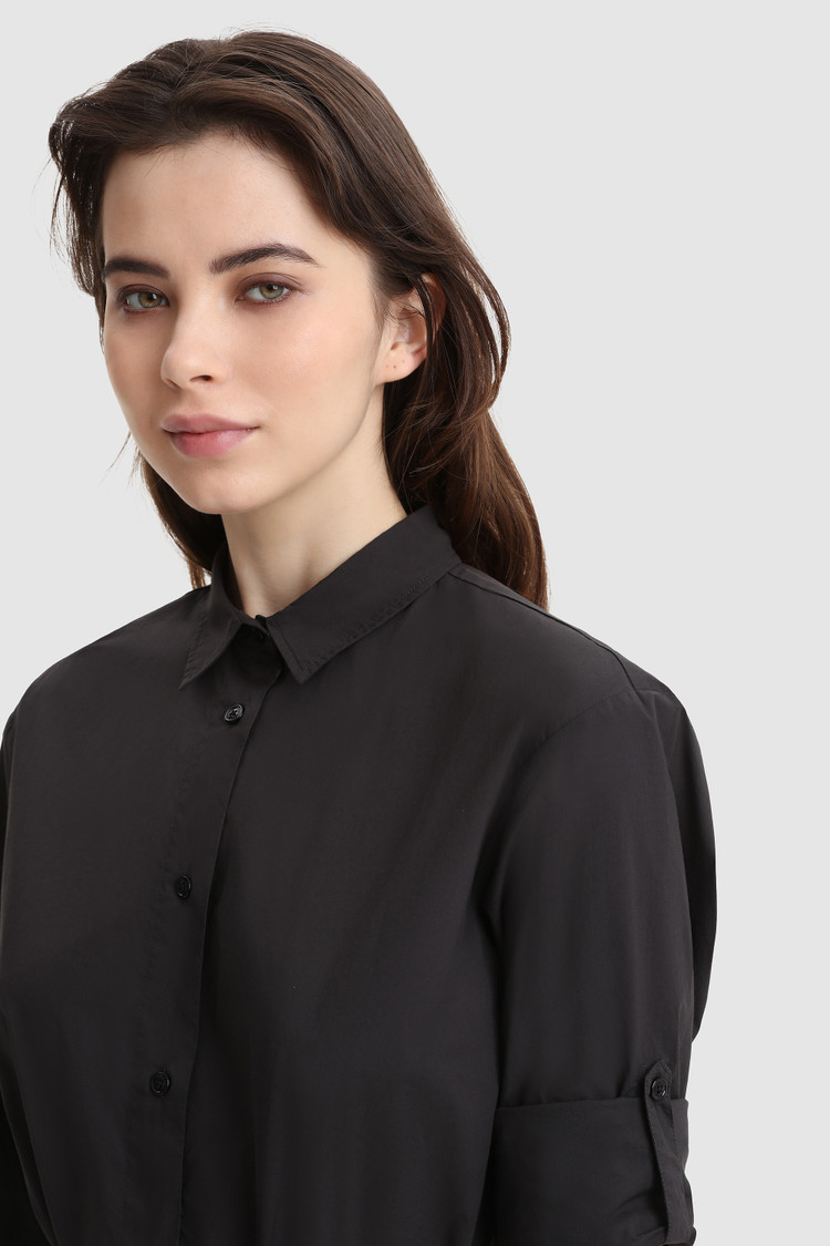 Popeline belted dress