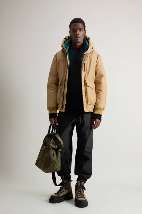 Ramar Cloth Bomber Jacket with Hood Beige | Woolrich