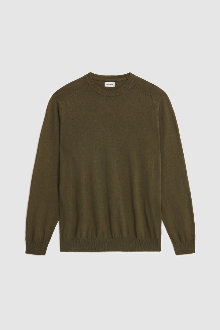 Maglia girocollo in cotone misto lino tinto in capo