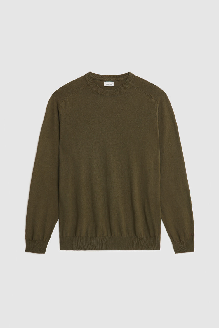 Maglia girocollo in cotone misto lino tinto in capo