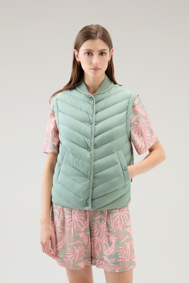 Microfiber Vest with Chevron Quilting Green photo 1 | Woolrich
