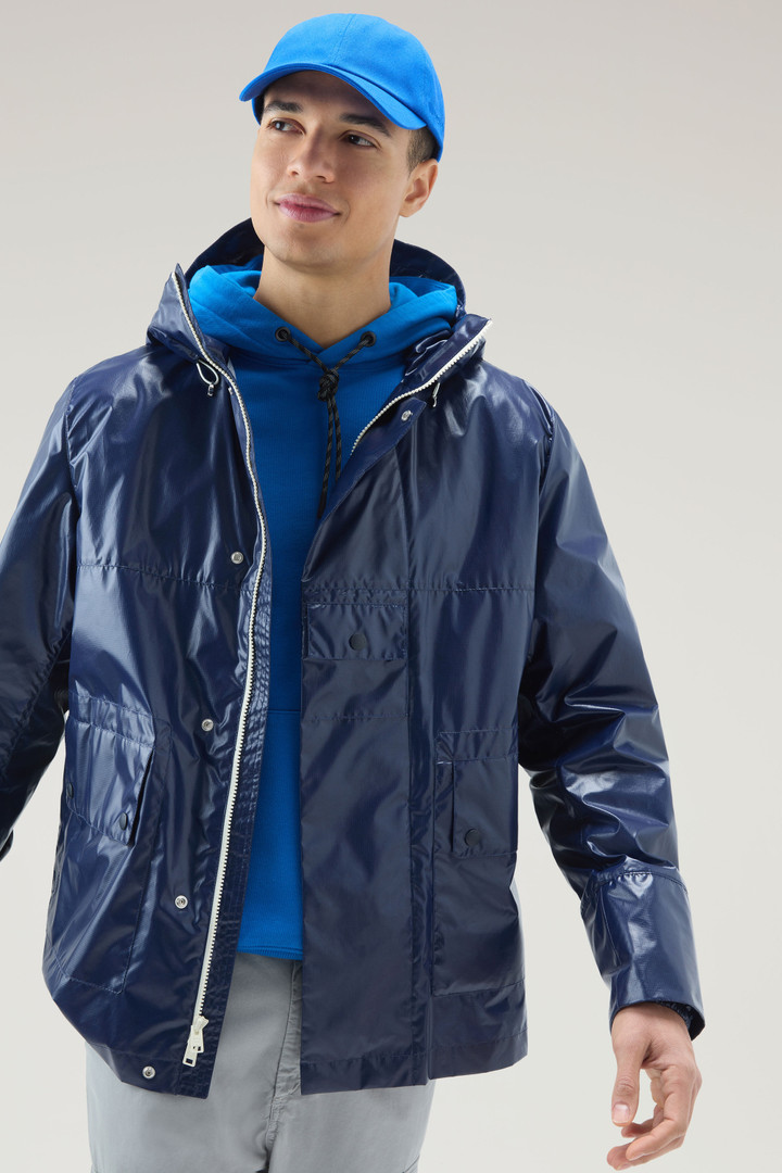 Resine Jacket in Ripstop Fabric with Hood Blue photo 4 | Woolrich