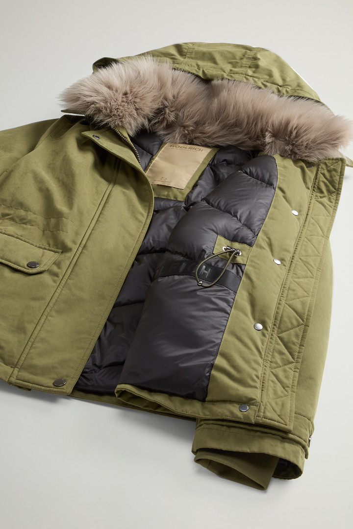 Short Arctic Parka in Mountain Cloth with Removable Hood and Fur Green photo 11 | Woolrich