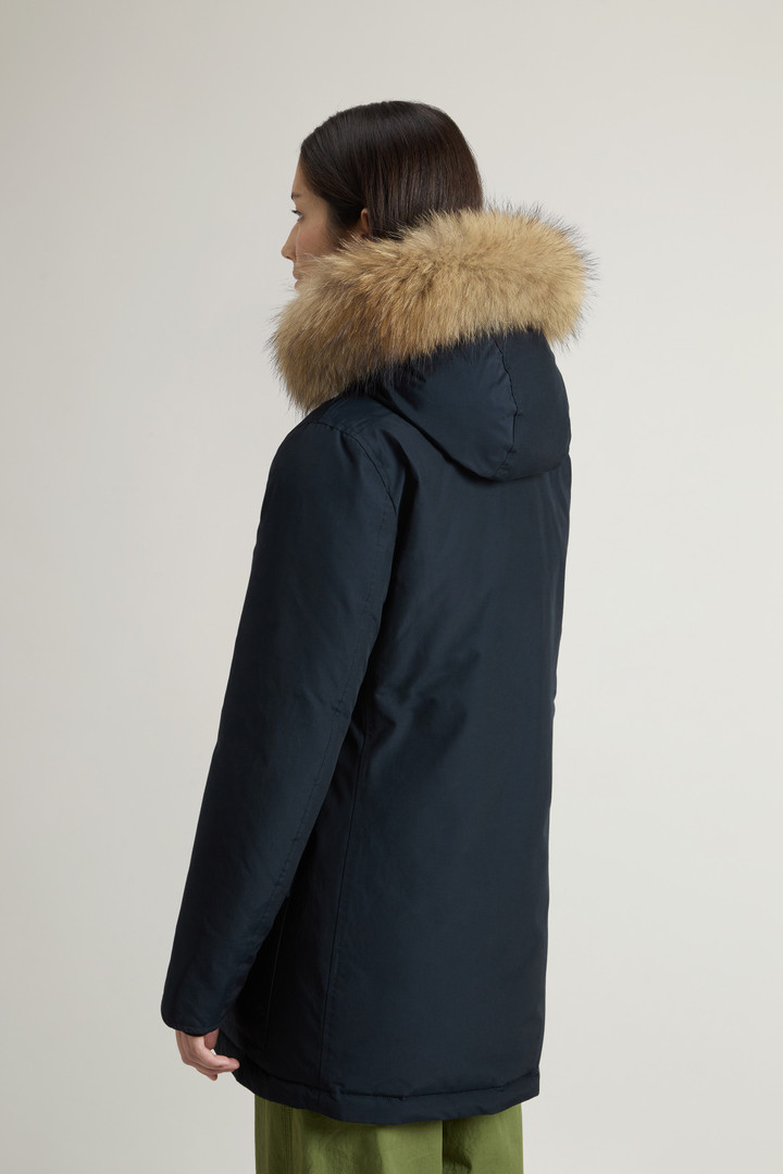 Arctic Parka in Ramar Cloth with Four Pockets and Detachable Fur Blue photo 3 | Woolrich