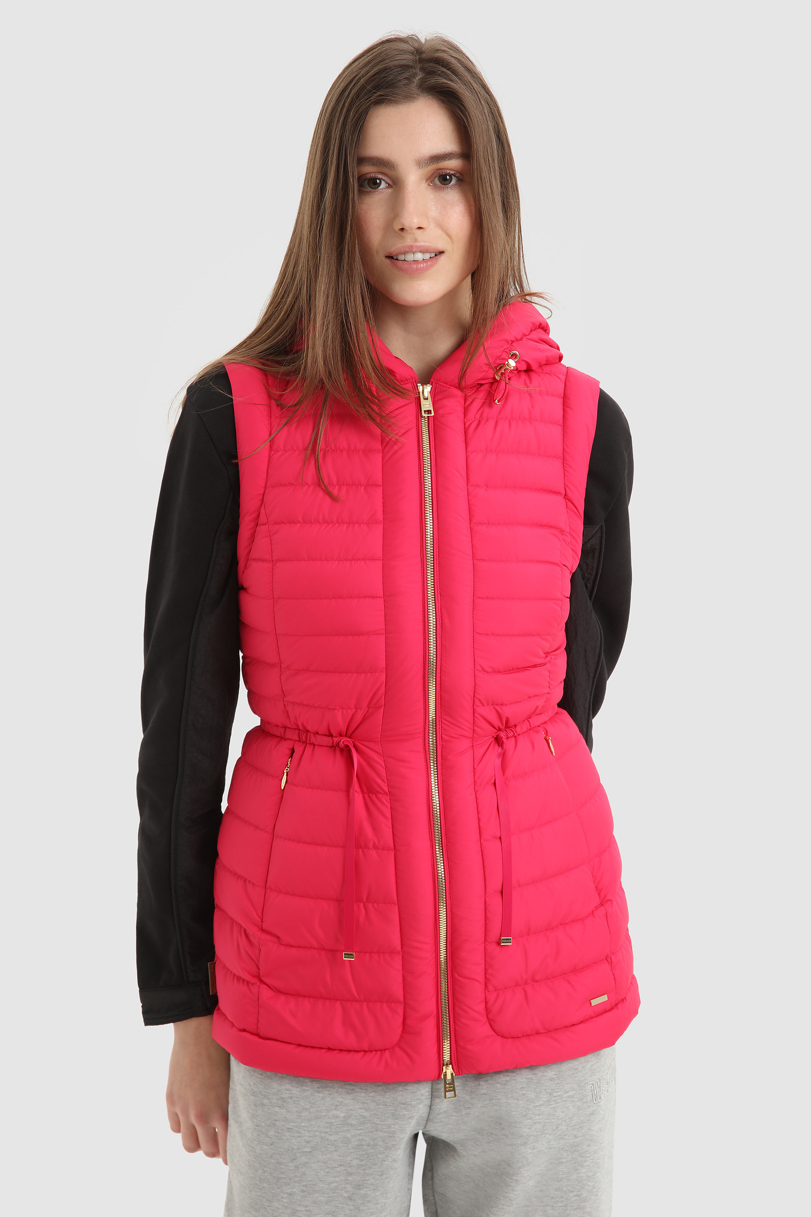 Gefütterte Weste Hibiscus mit Kapuze Rosa | Woolrich