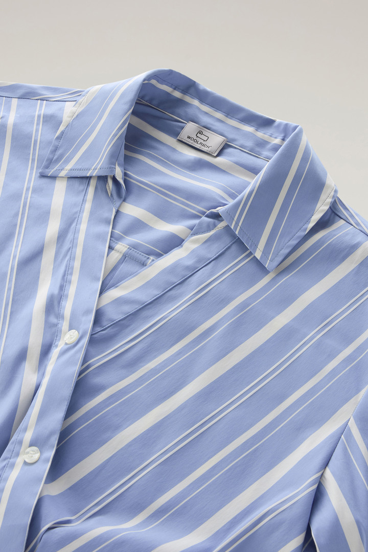 Gestreept popeline shirt van een katoenmix Blauw photo 6 | Woolrich