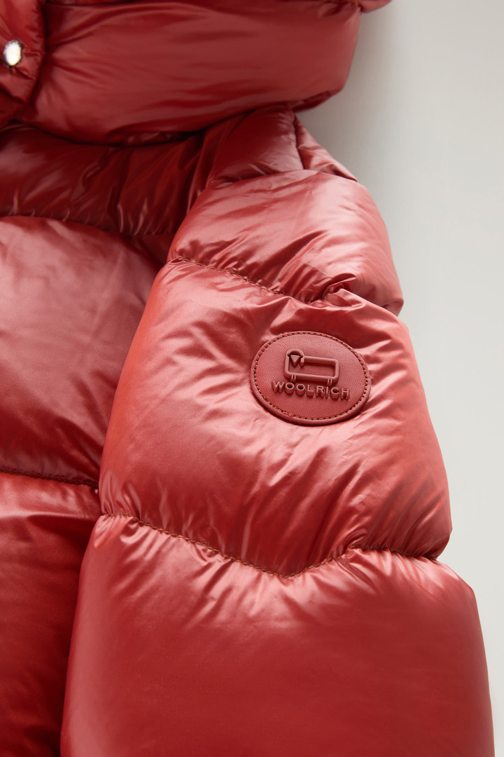 Aliquippa Long Down Jacket in Glossy Nylon Red photo 3 | Woolrich