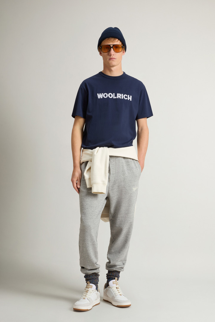 Pure Cotton T-Shirt with Embroidered Logo Blue photo 2 | Woolrich