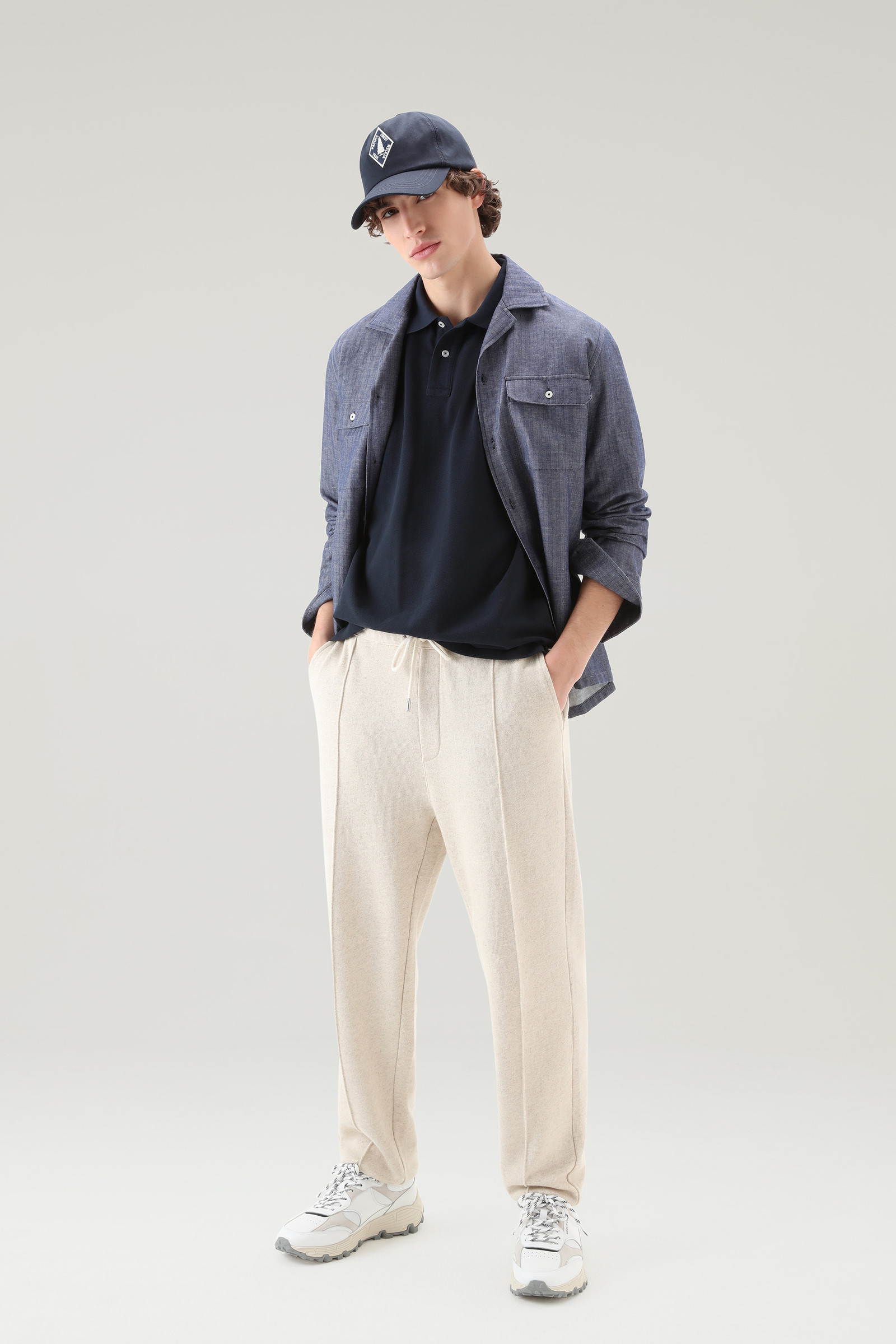 Polo en piqué de pur coton bleu photo 2 | Woolrich