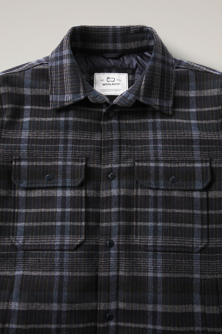 Alaskan Padded Check Overshirt in Recycled Italian Wool Blend Blue photo 2 | Woolrich