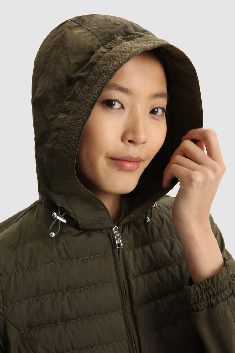 Violet quilted Parka with hood - Women - Green