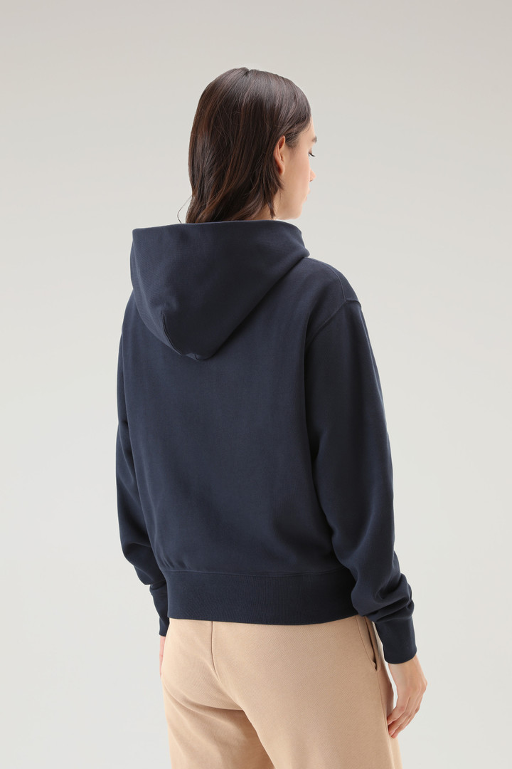 Pure Cotton Hoodie with Embroidered Logo Blue photo 3 | Woolrich