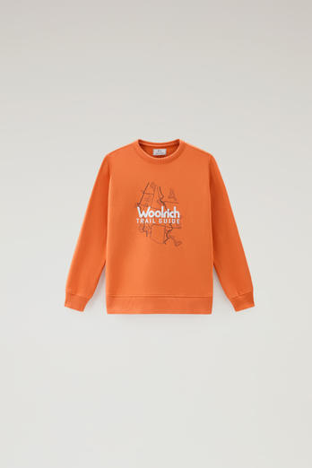 Sweatshirt für Jungen mit Rundhalsausschnitt aus reiner Baumwolle mit Print Orange | Woolrich