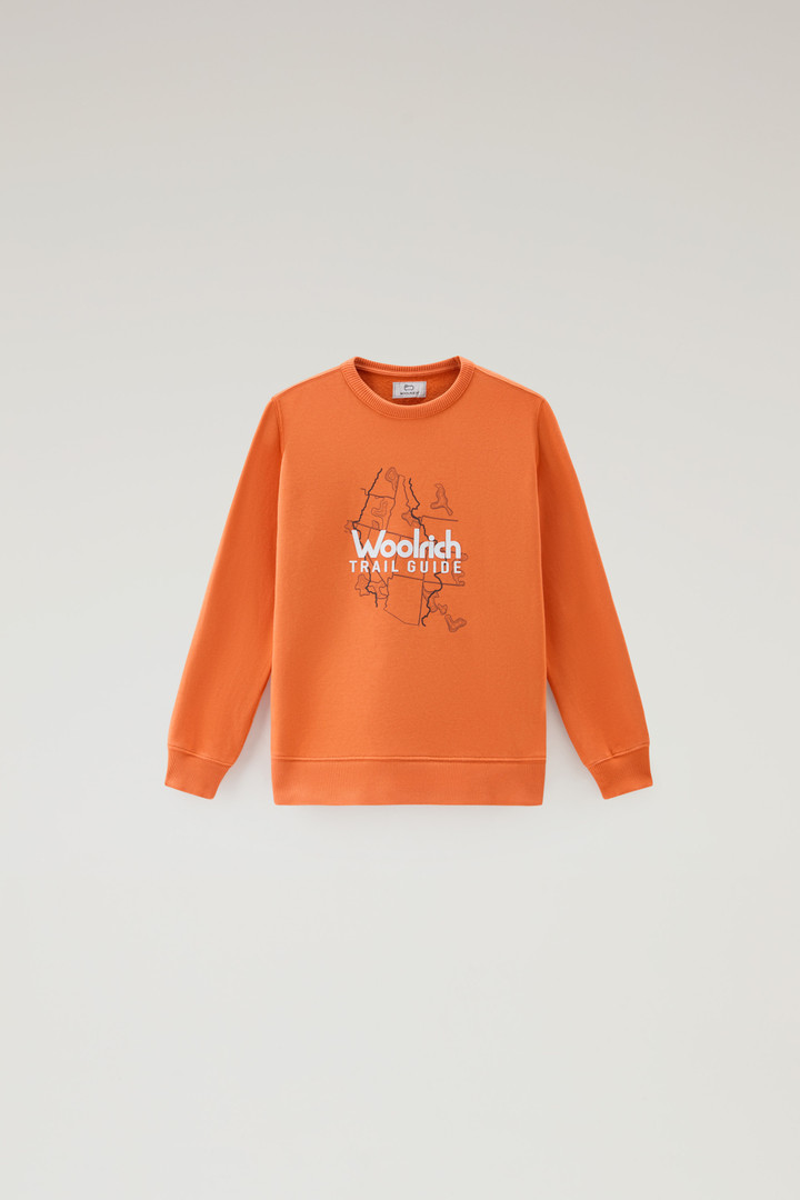 Sweat-shirt à col rond pour garçon en pur coton avec impression Orange photo 1 | Woolrich