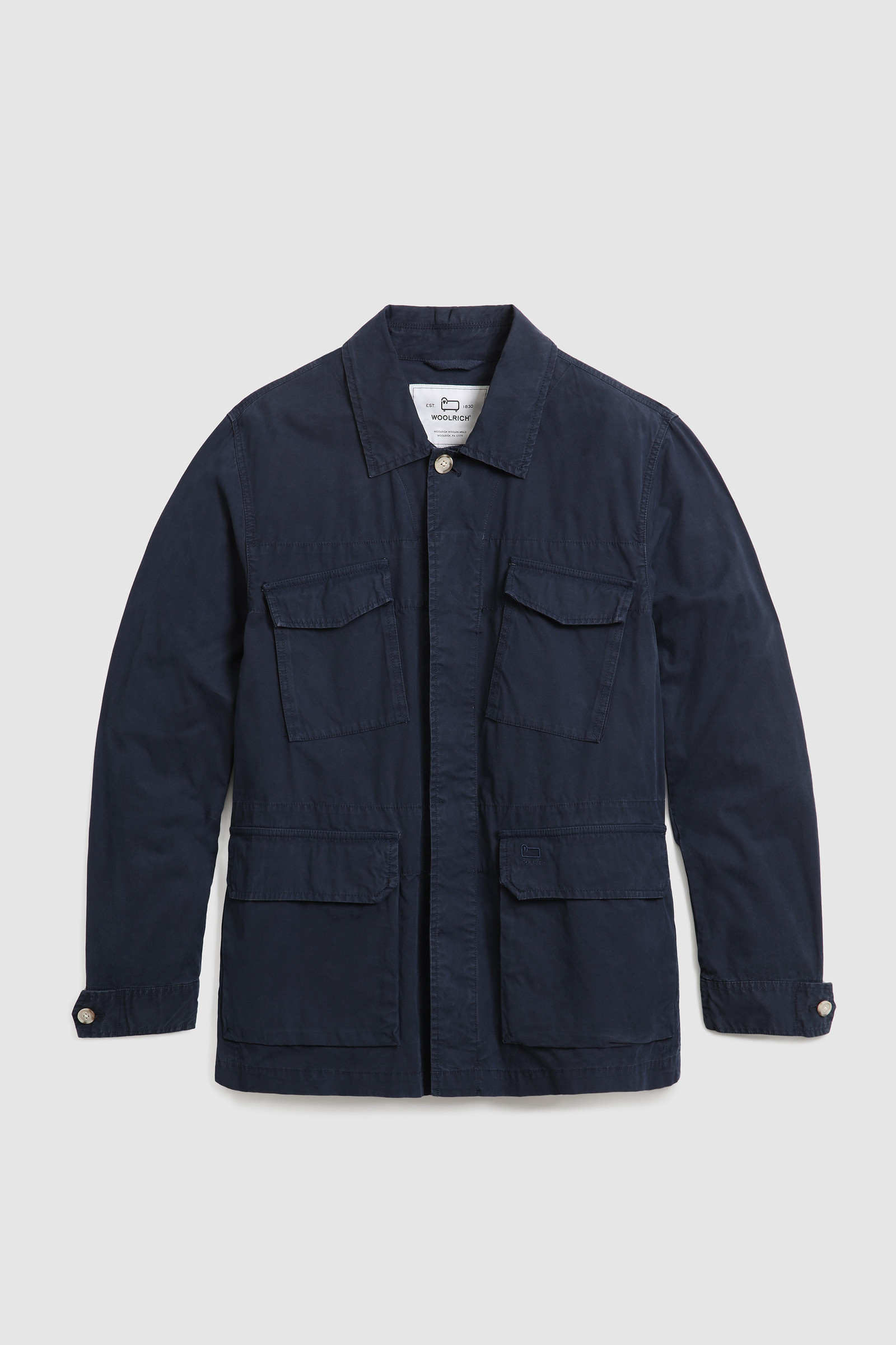 Feldjacke mit Rundhalsausschnitt aus weicher, stückgefärbter Baumwolle Blau photo 4 | Woolrich