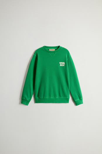 Boys’ Garment-Dyed Pure Cotton Crewneck Sweatshirt Green | Woolrich