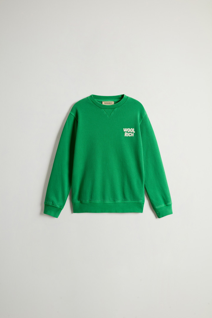 Stückgefärbtes Rundhals-Sweatshirt aus reiner Baumwolle für Jungen Grün photo 1 | Woolrich