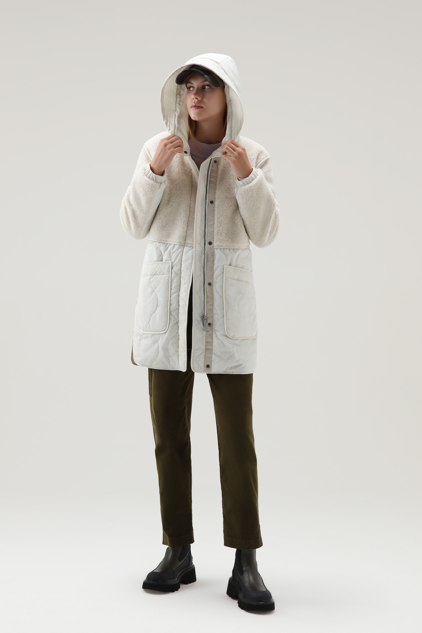 Alba Parka de sherpa y nylon crinkle blanco photo 2 | Woolrich