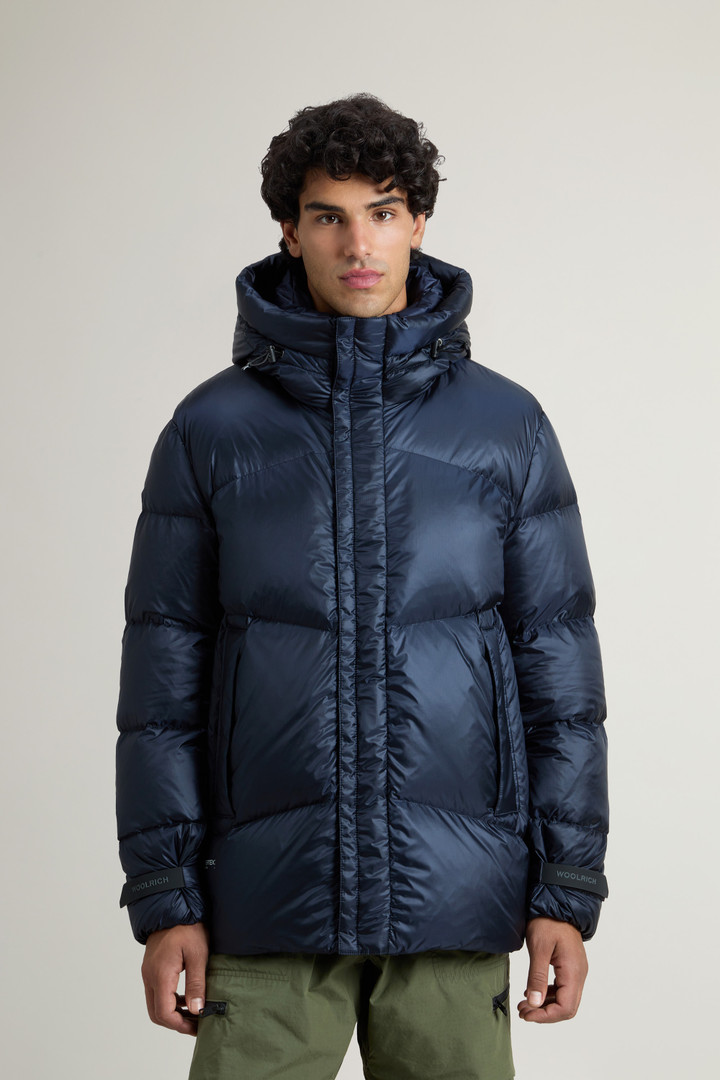 Recycled Pertex Quantum Nylon Down Jacket with Hood Blue photo 1 | Woolrich