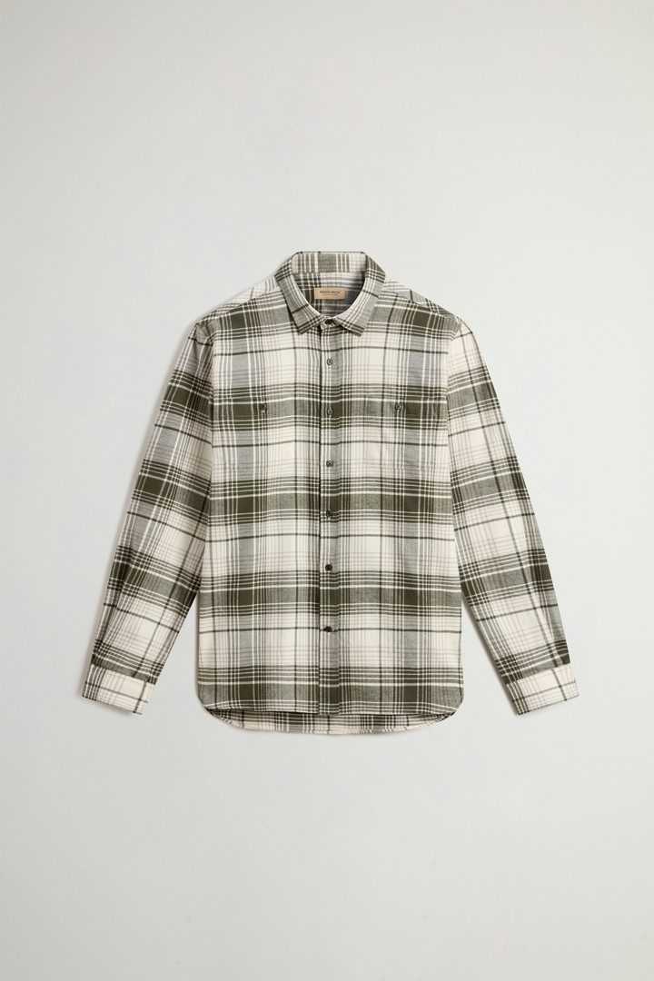 Kariertes Flanell-Shirt aus reiner Baumwolle Grün photo 1 | Woolrich