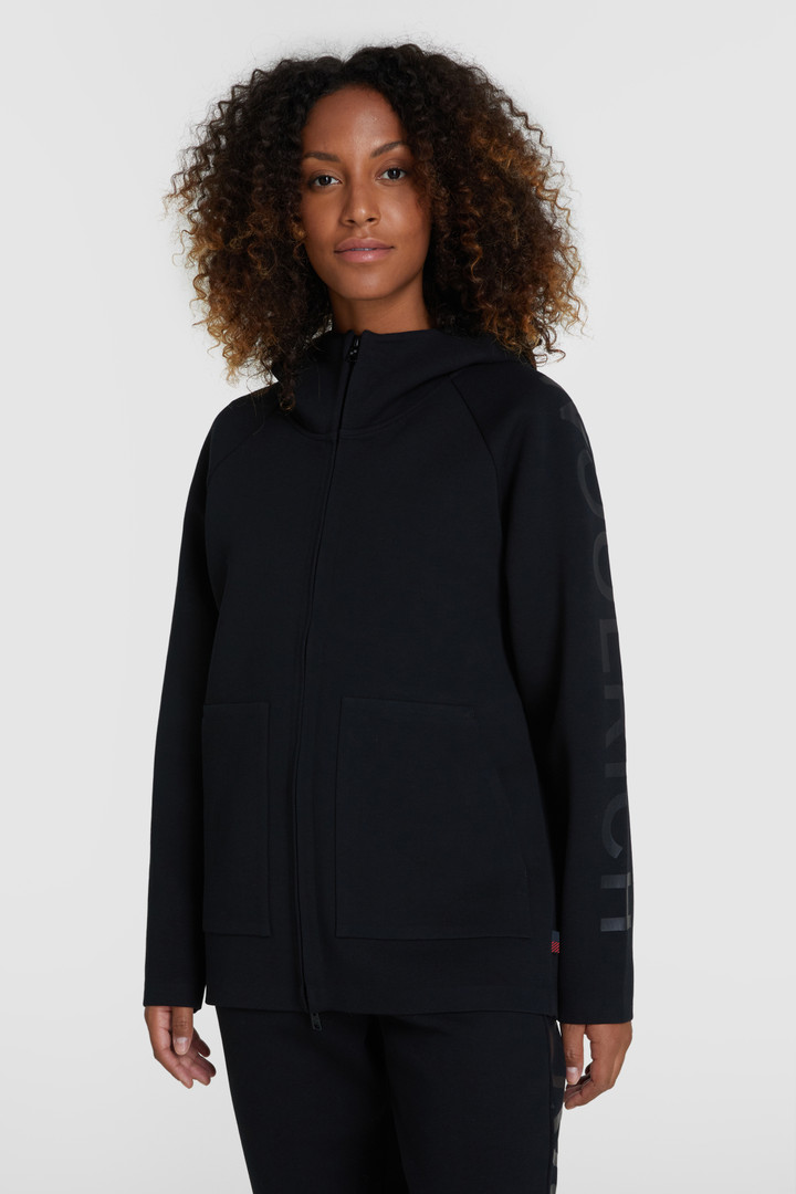 Bonded hoody met capuchon en ritssluiting