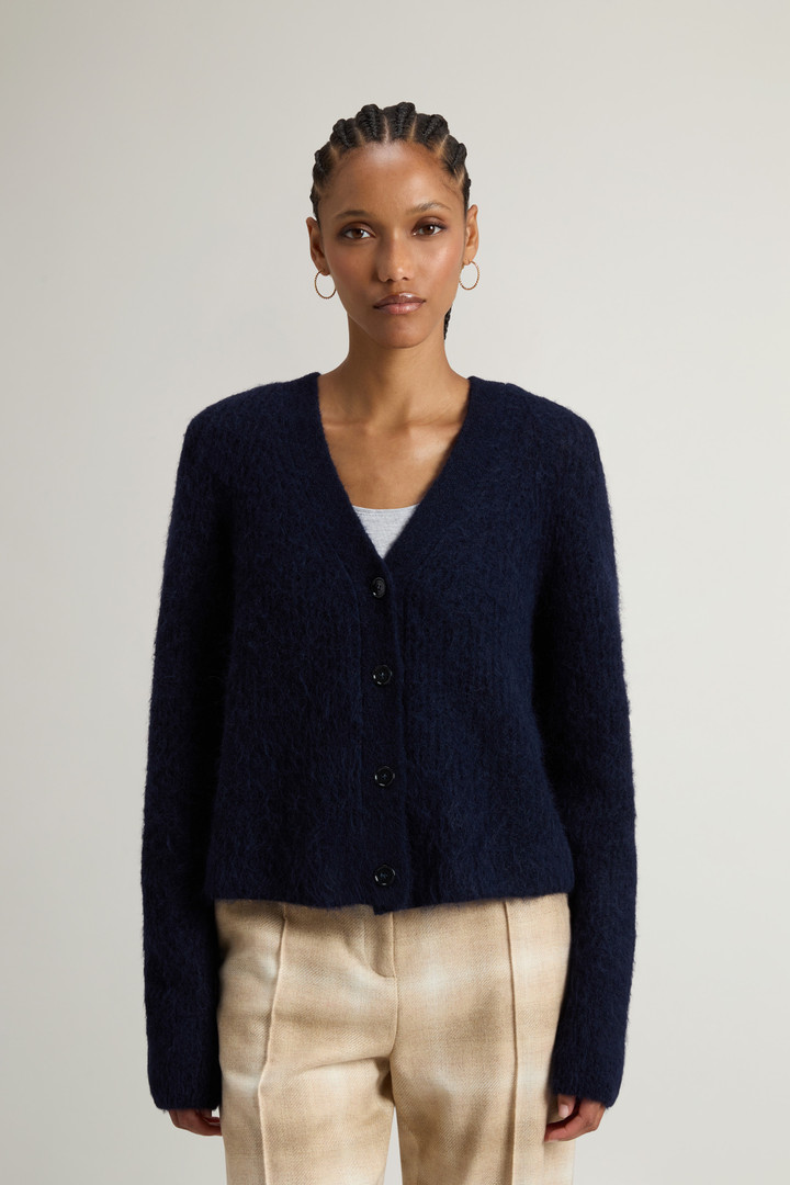 Stückgefärbter Cardigan aus Alpaka-Wollmischung Blau photo 1 | Woolrich