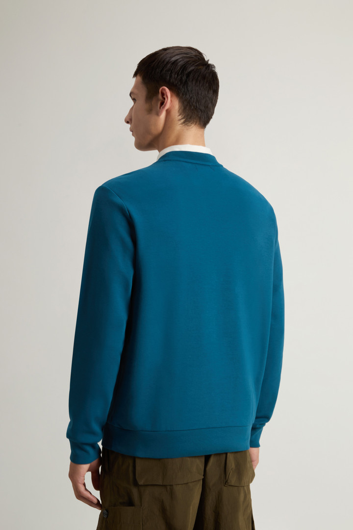Crewneck Sweatshirt in Cotton-Blend Interlock with Logo Blue photo 3 | Woolrich