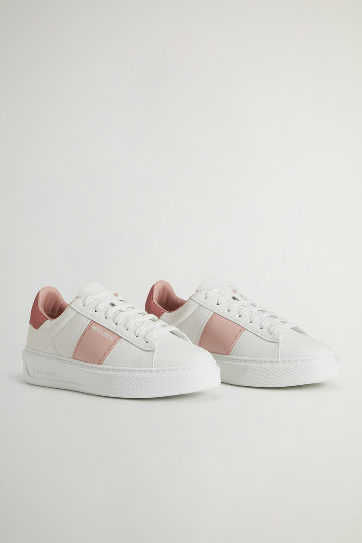 Classic Court-sneakers van leer met contrasterende zijstrook Roze photo 2 | Woolrich