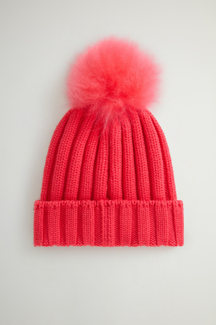 Beanie in Pure Virgin Wool with Cashmere Pom-Pom Red photo 2 | Woolrich