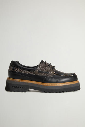 Rock Loafers in Leather with Printed Inserts Black | Woolrich